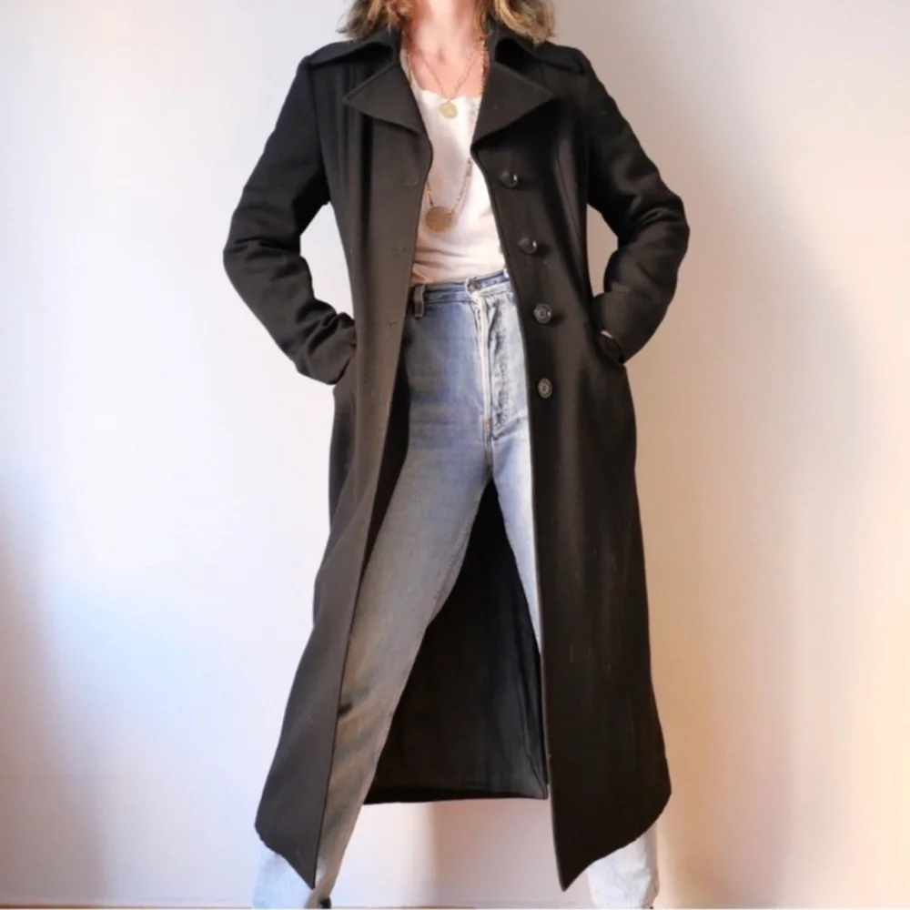Vintage Liz Claiborne Elegant Brown Long Coat wool angora blend coat size 10 - Picture 1 of 7